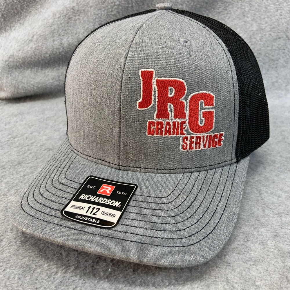 JRG Crane Service Mens Gray Richardson Trucker Hat American Flag Patch OSFM